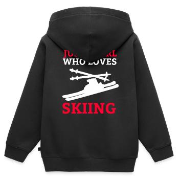 Ski Fille ski ski skier renard skis - Sweat Premium à capuche zippé enfant bio - noir - Dos - AI Model Kid Male (0cm)