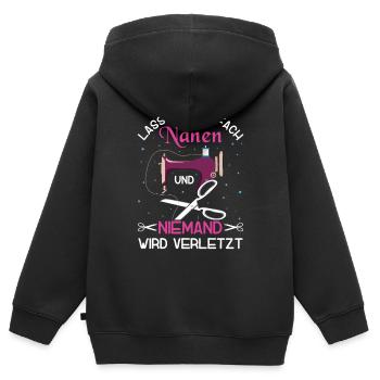 Lass mich einfach Nähen und niemand wird verletzt - Kinder Premium Organic Zip Hoodie - Schwarz - Hinten - AI Model Kid Male (0cm)