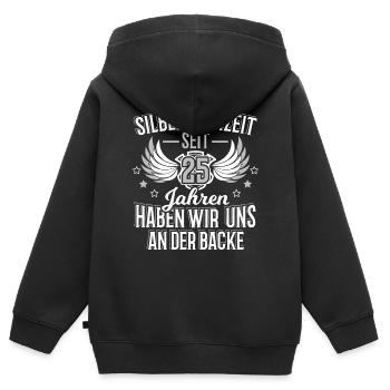 Silberhochzeit 25 Jahre Ehe Geschenk - Kinder Premium Organic Zip Hoodie - Schwarz - Hinten - AI Model Kid Male (0cm)