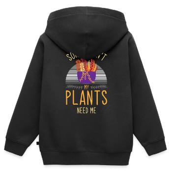 Pflanze, Pflanze Pflanzen, Efeutute, - Kinder Premium Organic Zip Hoodie - Schwarz - Hinten - AI Model Kid Male (0cm)