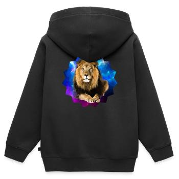 Löwe - Kinder Premium Organic Zip Hoodie - Schwarz - Hinten - AI Model Kid Male (0cm)