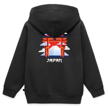 Japan - Kinder Premium Organic Zip Hoodie - Schwarz - Hinten - AI Model Kid Male (0cm)