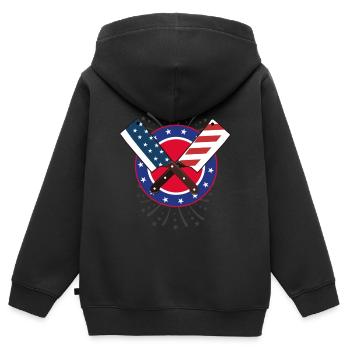 4th of july, 4th of july chef, America chef - Sweat Premium à capuche zippé enfant bio - noir - Dos - AI Model Kid Male (0cm)