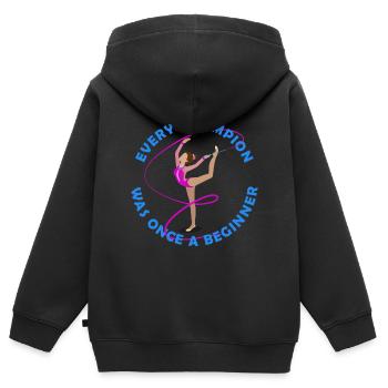 Gymnastique rythmique - Sweat Premium à capuche zippé enfant bio - noir - Dos - AI Model Kid Male (0cm)