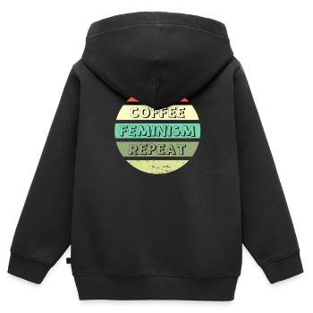 Coffee Feminism Repeat - Kids Premium Organic Zip-up Hoodie - black - Back - AI Model Kid Male (0cm)