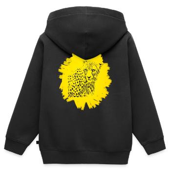 Gepard - Kinder Premium Organic Zip Hoodie - Schwarz - Hinten - AI Model Kid Male (0cm)