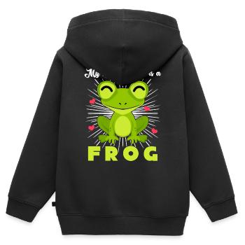 Frog Frogs - Kids Premium Organic Zip-up Hoodie - black - Back - AI Model Kid Male (0cm)