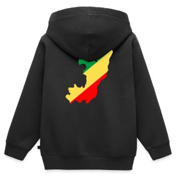 Kongo - Kinder Premium Organic Zip Hoodie - Schwarz - Hinten - AI Model Kid Male (0cm)