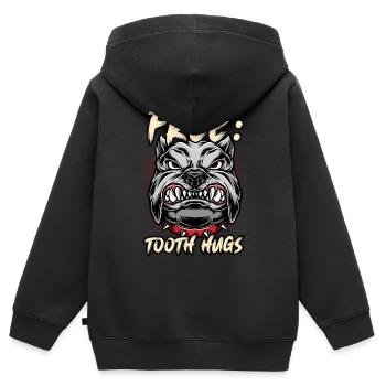 Pitbull dents dent gratuit - Sweat Premium à capuche zippé enfant bio - noir - Dos - AI Model Kid Male (0cm)