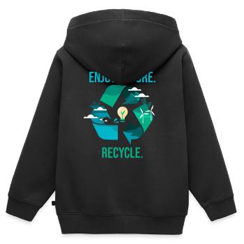 Recycling Umwelt Naturschutz - Kinder Premium Organic Zip Hoodie - Schwarz - Hinten - AI Model Kid Male (0cm)