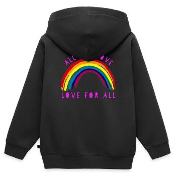 Regenbogen, Regenbogen, Regenbogen, Regenbogen, Regenbogen - Kinder Premium Organic Zip Hoodie - Schwarz - Hinten - AI Model Kid Male (0cm)