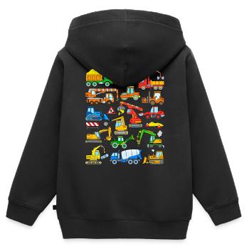 Baufahrzeug Design Baustellenfahrzeuge - Kinder Premium Organic Zip Hoodie - Schwarz - Hinten - AI Model Kid Male (0cm)