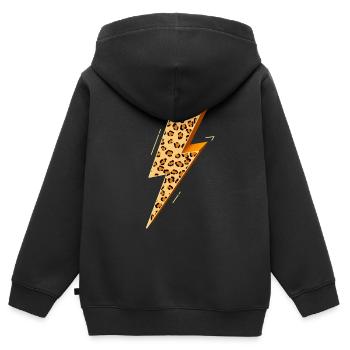 Lightning, Lightning Bolt, Lightning Strike, - Kids Premium Organic Zip-up Hoodie - black - Back - AI Model Kid Male (0cm)