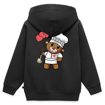 Teddy Bear Star Chef Cook Gourmet Kitchen - Kids Premium Organic Zip-up Hoodie - black - Back - AI Model Kid Male (0cm)