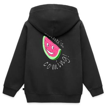 Melon Melon Pastèque - Sweat Premium à capuche zippé enfant bio - noir - Dos - AI Model Kid Male (0cm)