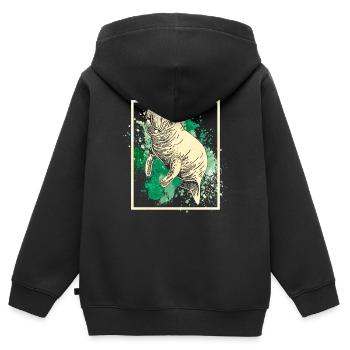 Seekuh - Kinder Premium Organic Zip Hoodie - Schwarz - Hinten - AI Model Kid Male (0cm)