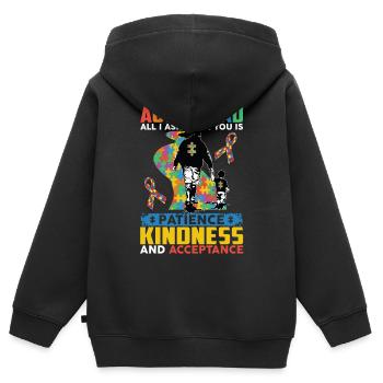 Autism Dad Patience Kindness Acceptance - Kinder Premium Organic Zip Hoodie - Schwarz - Hinten - AI Model Kid Male (0cm)