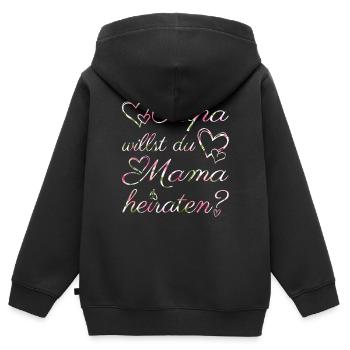 Papa willst du Mama heiraten? Verlobung Antrag - Kinder Premium Organic Zip Hoodie - Schwarz - Hinten - AI Model Kid Male (0cm)