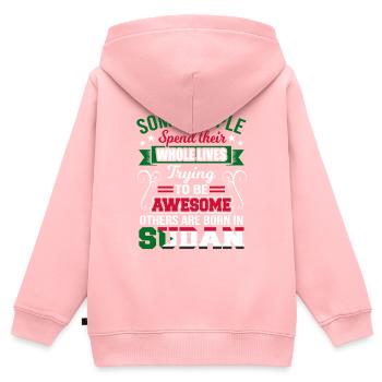 Soudan - Sweat Premium à capuche zippé enfant bio - rose - Dos - AI Model Kid Female (0cm)