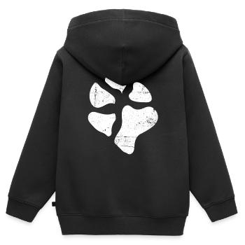 Empreintes de pattes pattes pattes chien chien - Sweat Premium à capuche zippé enfant bio - noir - Dos - AI Model Kid Male (0cm)