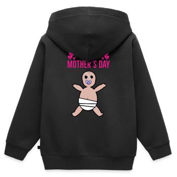 Muttertag, Muttertag, Muttertag, Muttertag - Kinder Premium Organic Zip Hoodie - Schwarz - Hinten - AI Model Kid Male (0cm)