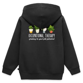 Occupational Therapy - Kinder Premium Organic Zip Hoodie - Schwarz - Hinten - AI Model Kid Male (0cm)