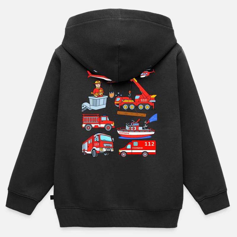 Les pompiers allemands - Sweat Premium à capuche zippé enfant bio - noir