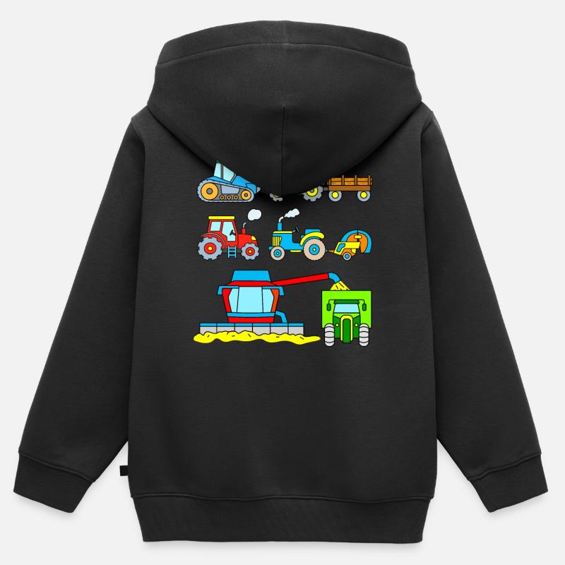 Moissonneuses-batteuses Tracteurs Enfants - Sweat Premium à capuche zippé enfant bio - noir