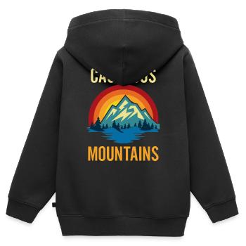 Coucher du soleil de montagnes du Caucase - Sweat Premium à capuche zippé enfant bio - noir - Dos - AI Model Kid Male (0cm)