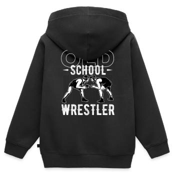 Ringen, Ringen griechisch römischer Stil, - Kinder Premium Organic Zip Hoodie - Schwarz - Hinten - AI Model Kid Male (0cm)