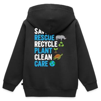Umweltschützer Grüne Umweltschutz Spruch Öko - Kinder Premium Organic Zip Hoodie - Schwarz - Hinten - AI Model Kid Male (0cm)