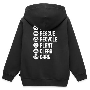 Umweltschützer Grüne Umweltschutz Spruch Öko - Kinder Premium Organic Zip Hoodie - Schwarz - Hinten - AI Model Kid Male (0cm)