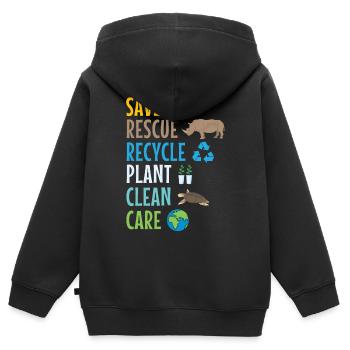 Umweltschützer Grüne Umweltschutz Spruch Öko - Kinder Premium Organic Zip Hoodie - Schwarz - Hinten - AI Model Kid Male (0cm)