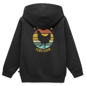 Hühnerflüsterin - Chicken Design - Kinder Premium Organic Zip Hoodie - Schwarz - Hinten - AI Model Kid Male (0cm)
