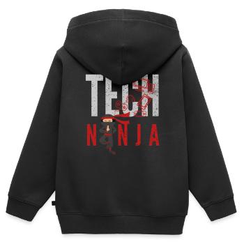 tech, tech analyst, programmer, - Kinder Premium Organic Zip Hoodie - Schwarz - Hinten - AI Model Kid Male (0cm)