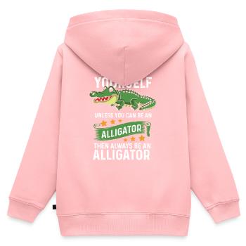 Alligator - Kinder Premium Organic Zip Hoodie - Rosa - Hinten - AI Model Kid Female (0cm)