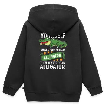 Alligator - Sweat Premium à capuche zippé enfant bio - noir - Dos - AI Model Kid Male (0cm)