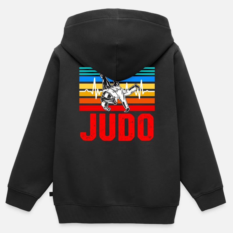 Judo - Sweat Premium à capuche zippé enfant bio - noir