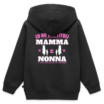 LO HO DUE TITOLI Mamma E Nonna - Kinder Premium Organic Zip Hoodie - Schwarz - Hinten - AI Model Kid Male (0cm)