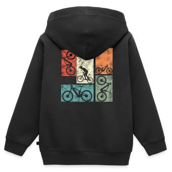 Ebike Cyclisme Retro E Vélo Vélo Batterie Vélo - Sweat Premium à capuche zippé enfant bio - noir - Dos - AI Model Kid Male (0cm)