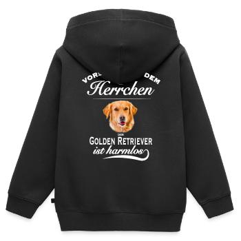 Golden Retriever - Golden Retriever Hund - Kinder Premium Organic Zip Hoodie - Schwarz - Hinten - AI Model Kid Male (0cm)
