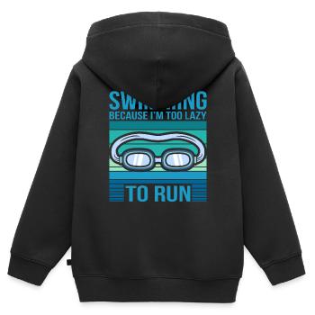 Schwimmen - Kinder Premium Organic Zip Hoodie - Schwarz - Hinten - AI Model Kid Male (0cm)