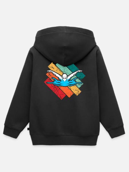Schwimmen - Kinder Premium Organic Zip Hoodie - Schwarz