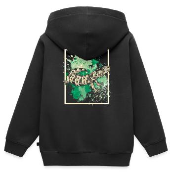 Salamandre - Sweat Premium à capuche zippé enfant bio - noir - Dos - AI Model Kid Male (0cm)