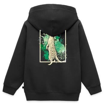 Erdmännchen - Kinder Premium Organic Zip Hoodie - Schwarz - Hinten - AI Model Kid Male (0cm)