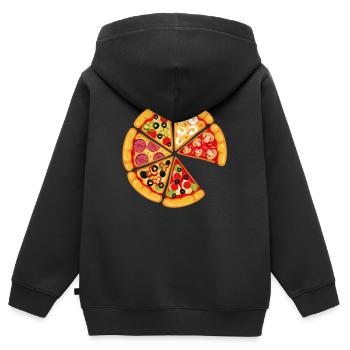 Pizza and Slice Dad and Son Matching - Kinder Premium Organic Zip Hoodie - Schwarz - Hinten - AI Model Kid Male (0cm)