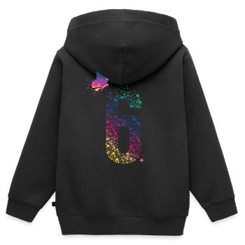 Butterfly - ich bin endlich 6 - Kinder Premium Organic Zip Hoodie - Schwarz - Hinten - AI Model Kid Male (0cm)