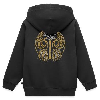 Jugendstil, Vintage-1900, Mandala-Motiv - Kinder Premium Organic Zip Hoodie - Schwarz - Hinten - AI Model Kid Male (0cm)