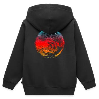 Dragon chinois - Sweat Premium à capuche zippé enfant bio - noir - Dos - AI Model Kid Male (0cm)