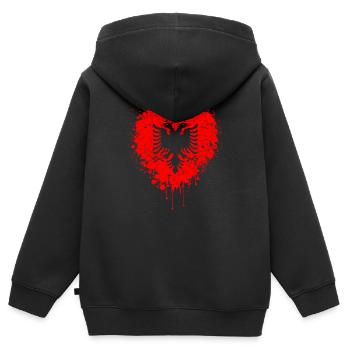 Albanische Adler Flagge Herz - Kinder Premium Organic Zip Hoodie - Schwarz - Hinten - AI Model Kid Male (0cm)